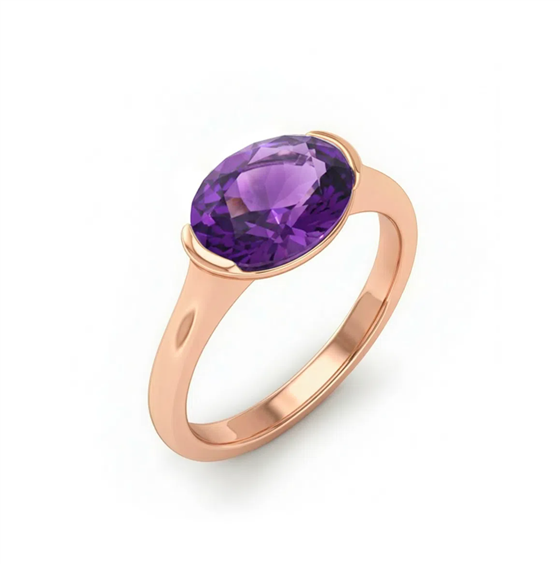 Anello Gazzola Gioielli Donna Amuleto in Oro rosa Ametista 1.60 Ct AN-1229-72-3-9-13-AM-OV-N - AN-1229-72-3-9-13-AM-OV-N